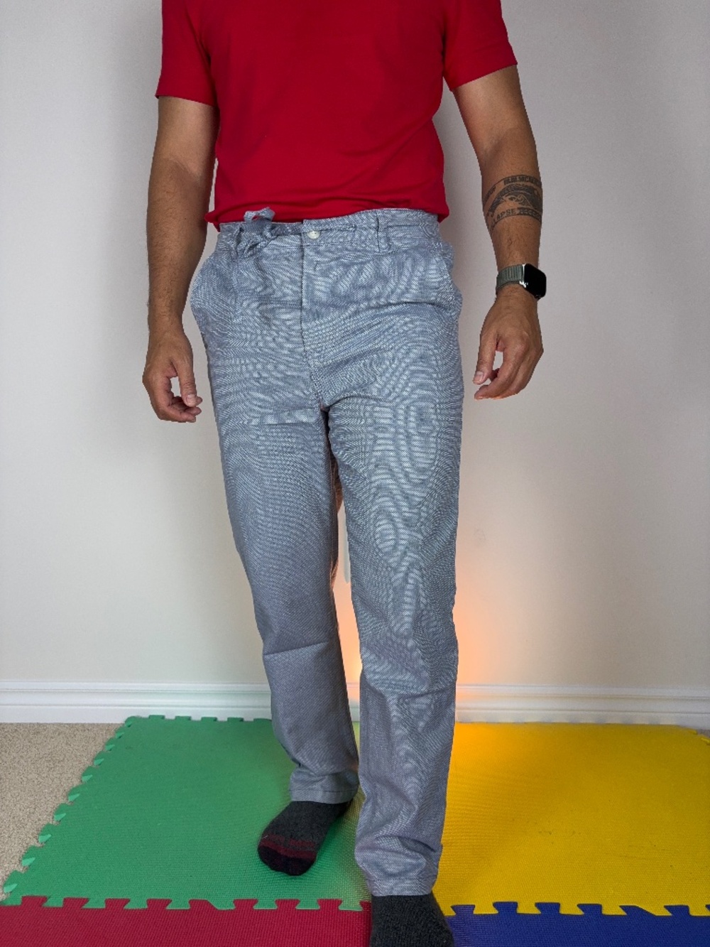 NWT Champion Casual Oxford Cotton Slate Blue Drawstring Trousers